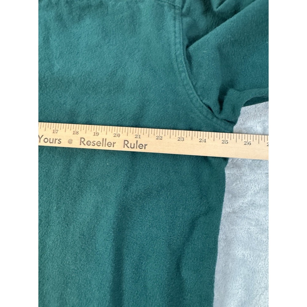 Vintage Woolrich Shirt Men's L Green Flannel Brushed Fleece Cotton Button Down - Picture 6 of 8